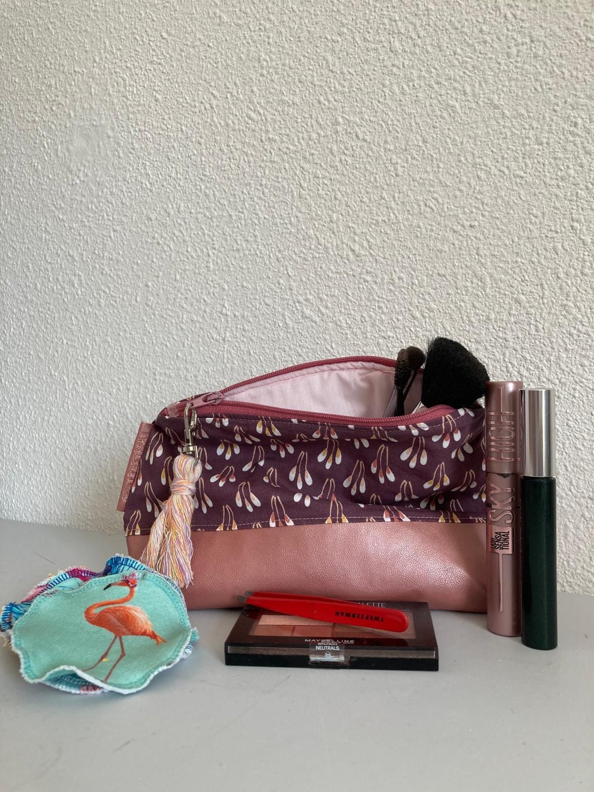 Make up tas bloemen roze Craftketeers